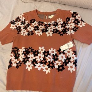 New Anthropologie Mauve Flower Fall Sweater